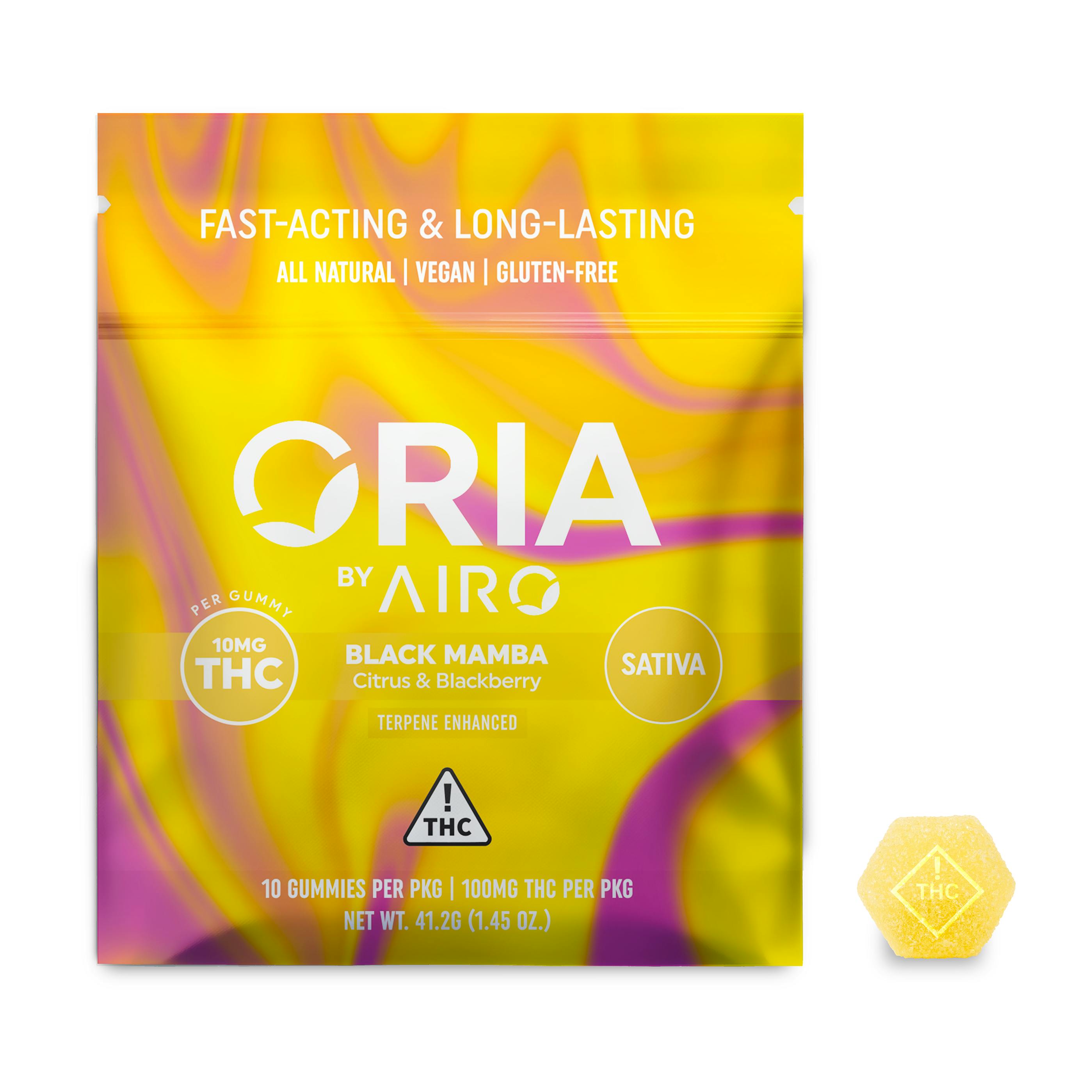 Oria | Black Mamba Gummies | 100mg | 10ct | 10mg/ea