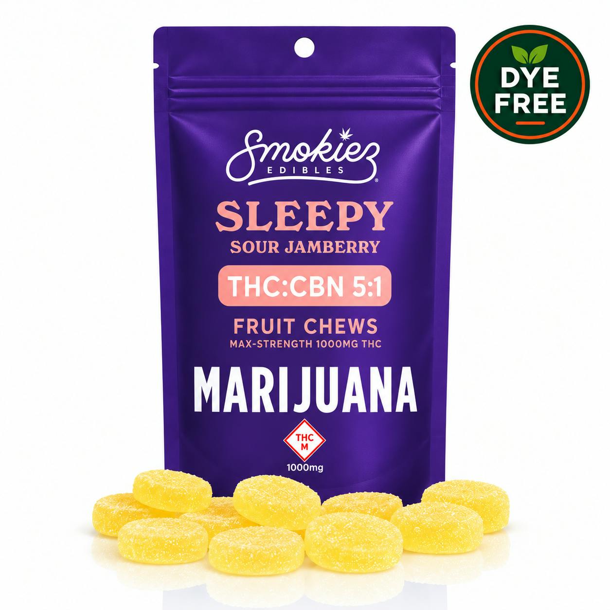 Sour Jamberry 5:1 THC:CBN Fruit Chews | 1000mg | 20ct | 50mg/ea