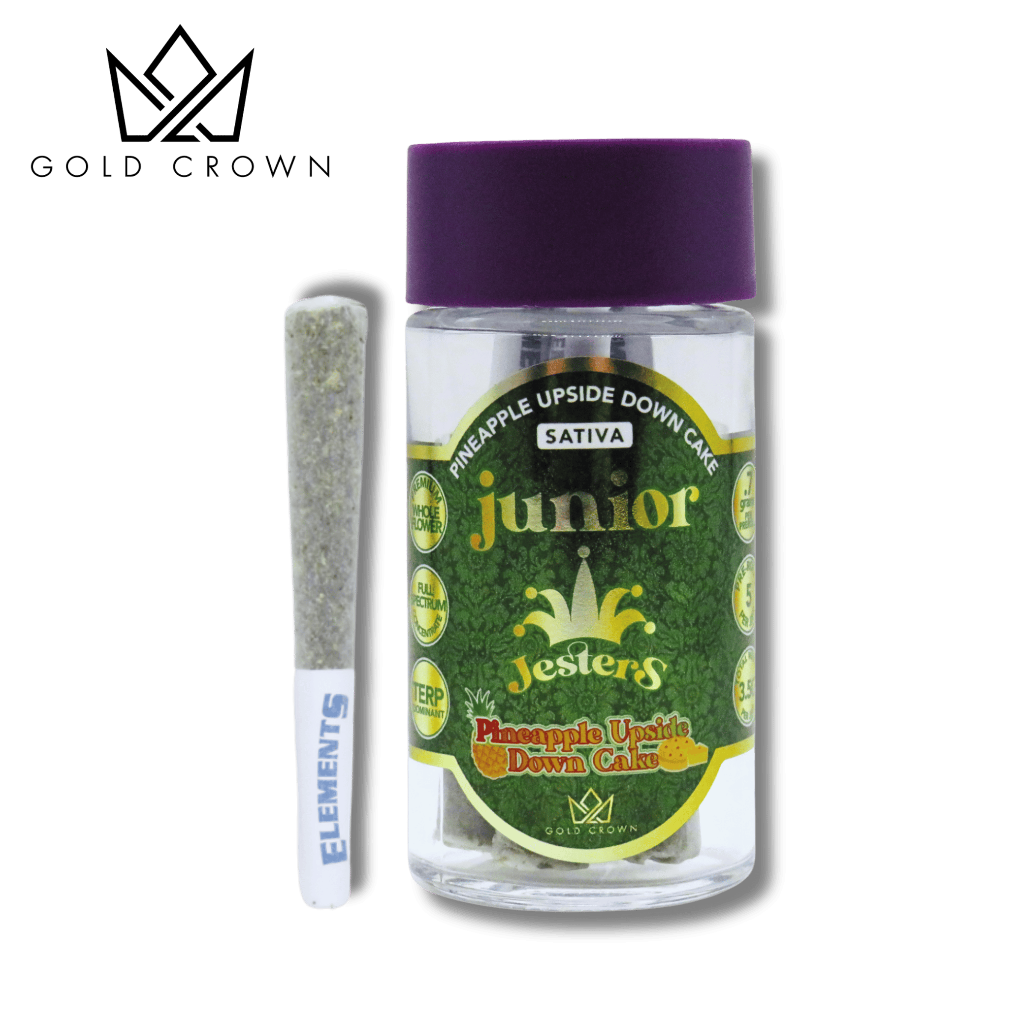 Gold Crown - Jr Jesters | Pineapple Upside Down Cake | Infused Joints | 0.7g each | 5pk - 1