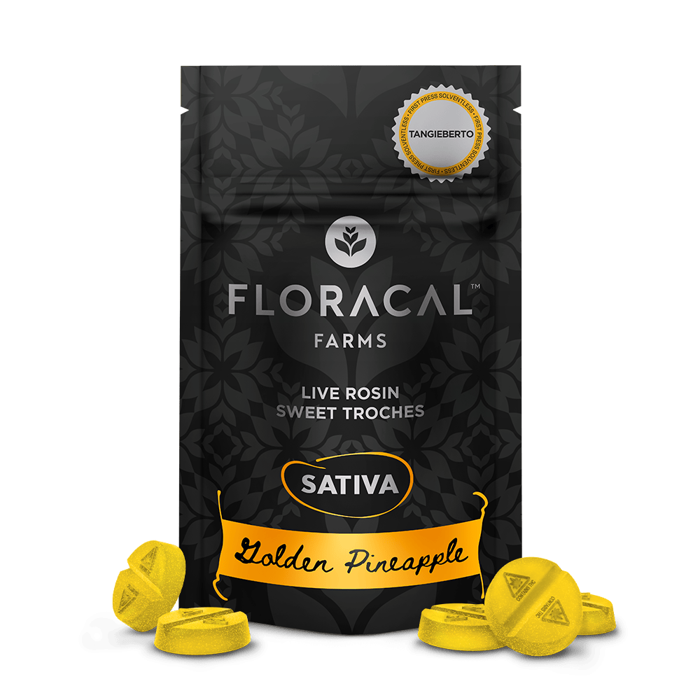 FloraCal Farms - Live Rosin Golden Pineapple (Tangieberto) Gummies | 100mg | 10ct | 10mg/ea - 1