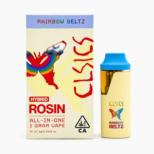 CLSICS Rosin & Rosin Infused Pre Rolls - Rainbow Beltz - Live Rosin All in One Vape - 1g - 1