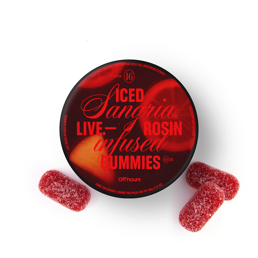 Off Hours - Iced Sangria Live Rosin Gummies | 100mg | 10ct | 10mg/ea - 1
