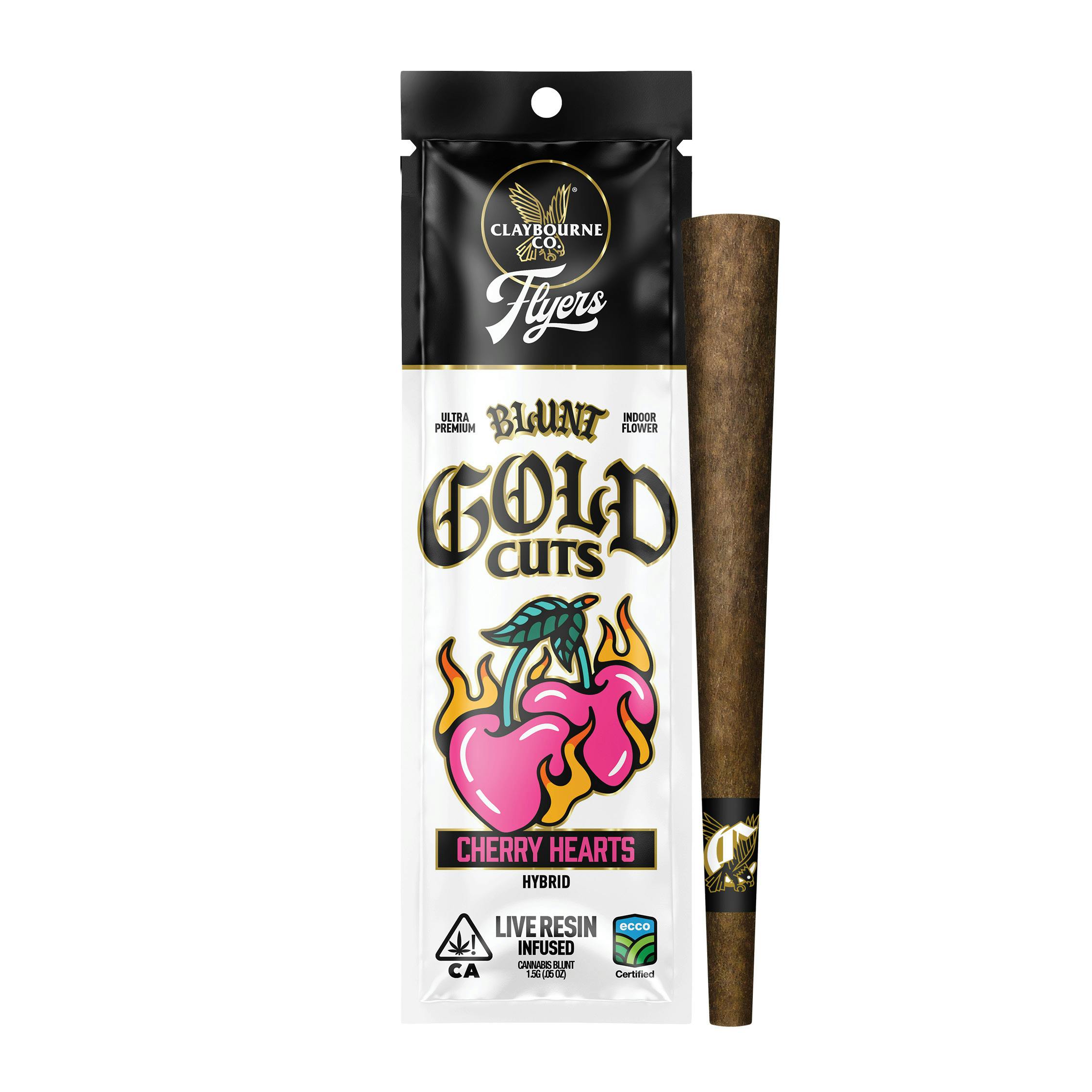 Claybourne Co. - Cherry Hearts (1.5g) - Flyers Gold Cuts Live Resin Infused Blunt - 1