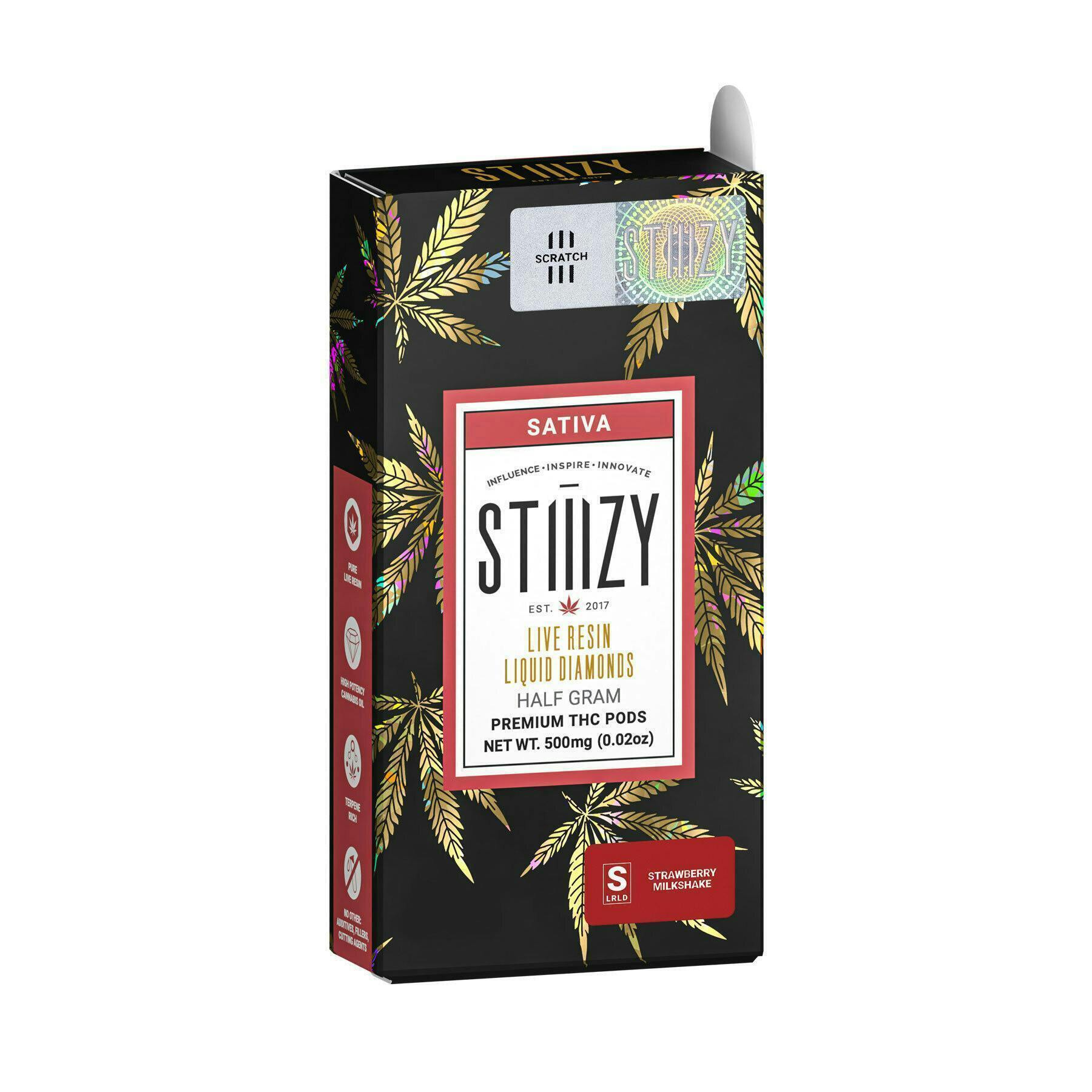 STIIIZY - Vape Cartridge - STRAWBERRY MILKSHAKE .5G Live Resin Liquid Diamonds Pod - 1