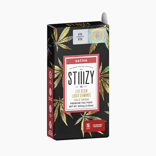 STIIIZY - Vape Cartridge - STRAWBERRY MILKSHAKE .5G Live Resin Liquid Diamonds Pod - 1