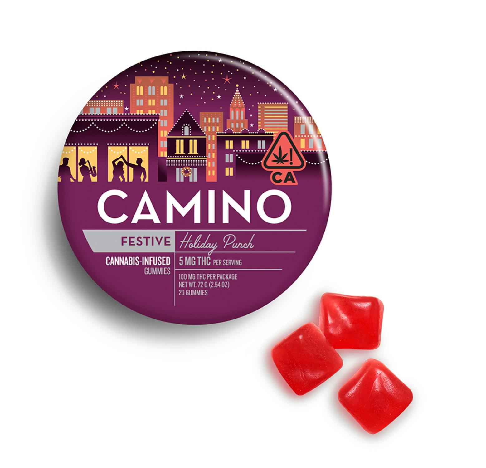 Camino - Festive | Holiday Punch Gummies | 100mg | 20ct | 5mg/ea - 1
