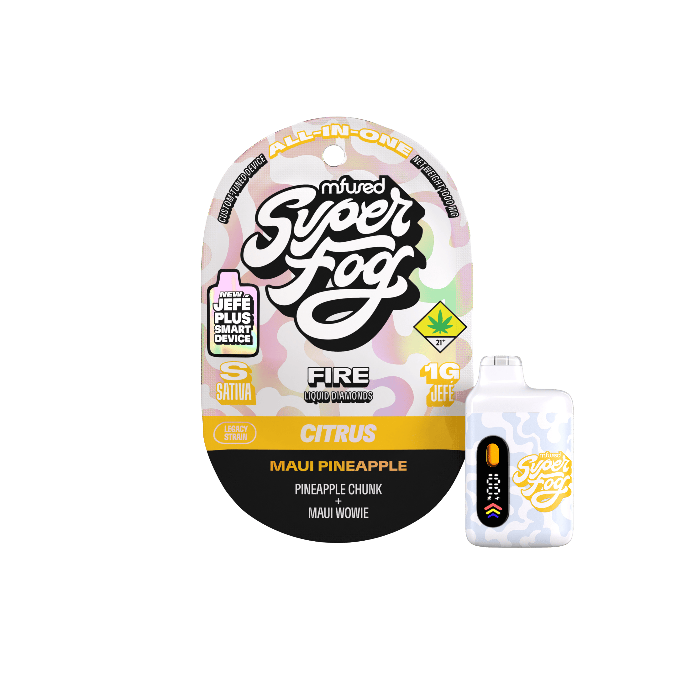 Super Fog by MFused - Maui Pineapple | FIRE Liquid Diamonds Jefé Plus Disposable | 1g - 1