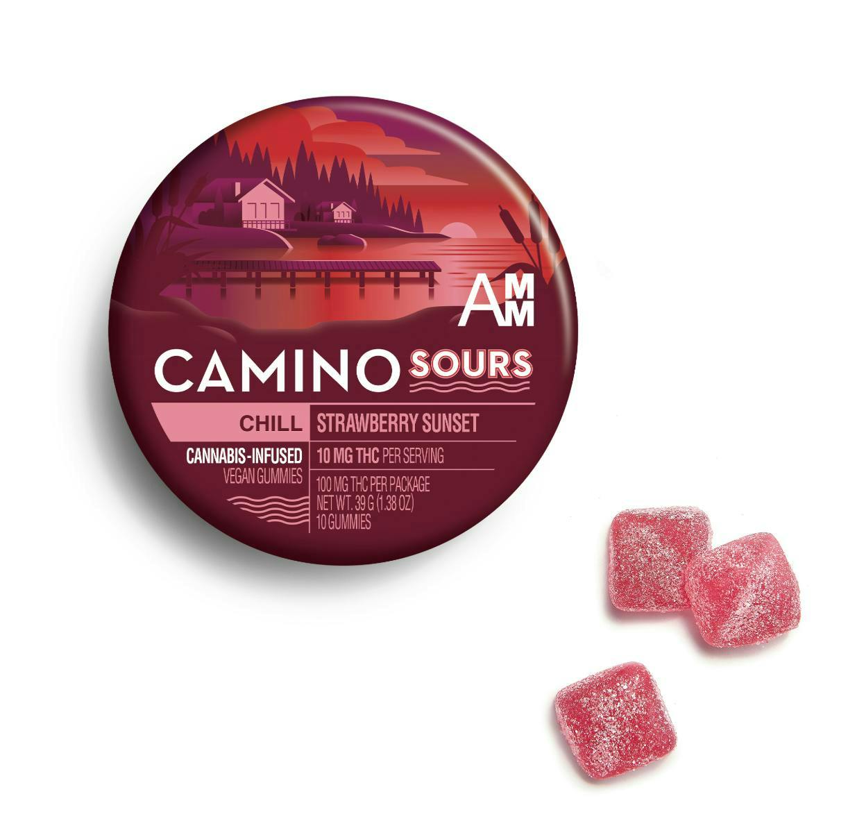 Camino - Chill | Strawberry Sunset Sours Gummies | 100mg | 10ct | 10mg/ea - 1