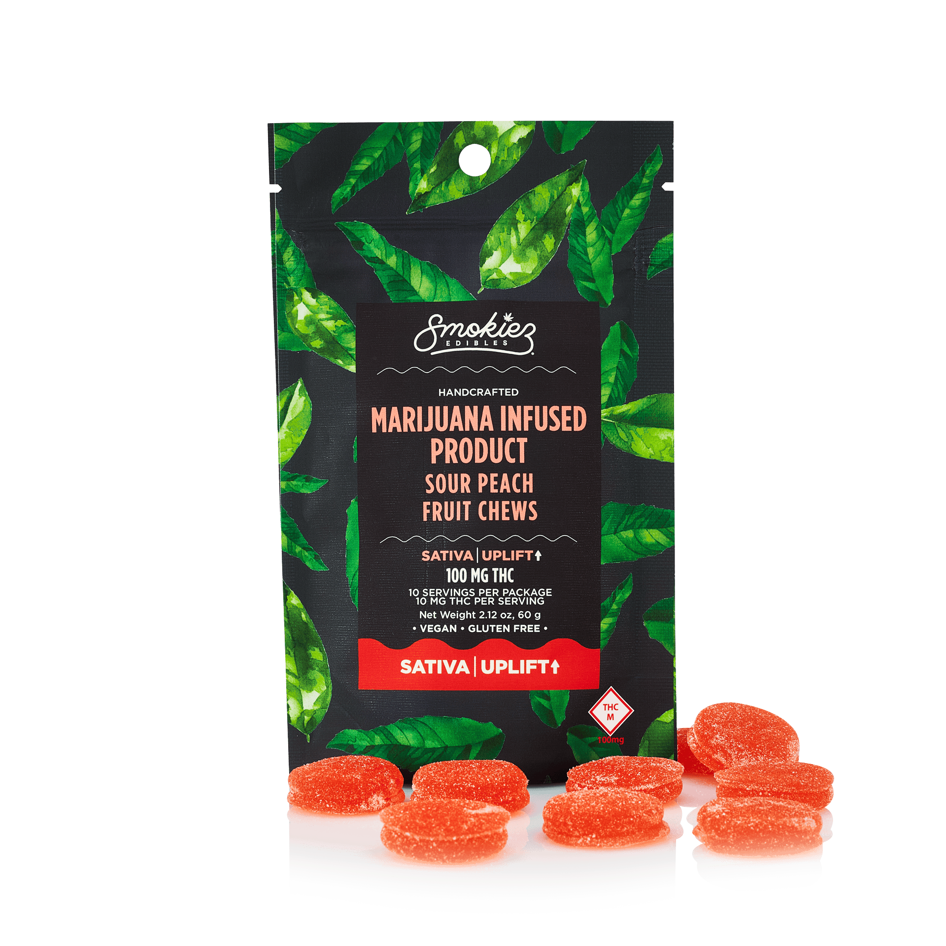 Smokiez Edibles - Sour Peach Fruit Chews | 100mg | 10ct | 10mg/ea - 1