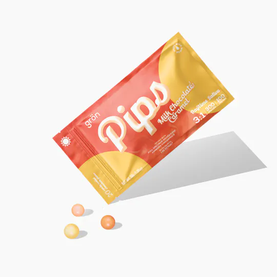 Grön Edibles - Milk Chocolate Caramel Pips | 3:1 CBG:THC | Daytime | 100mg | 20ct | 5mg/ea - 1