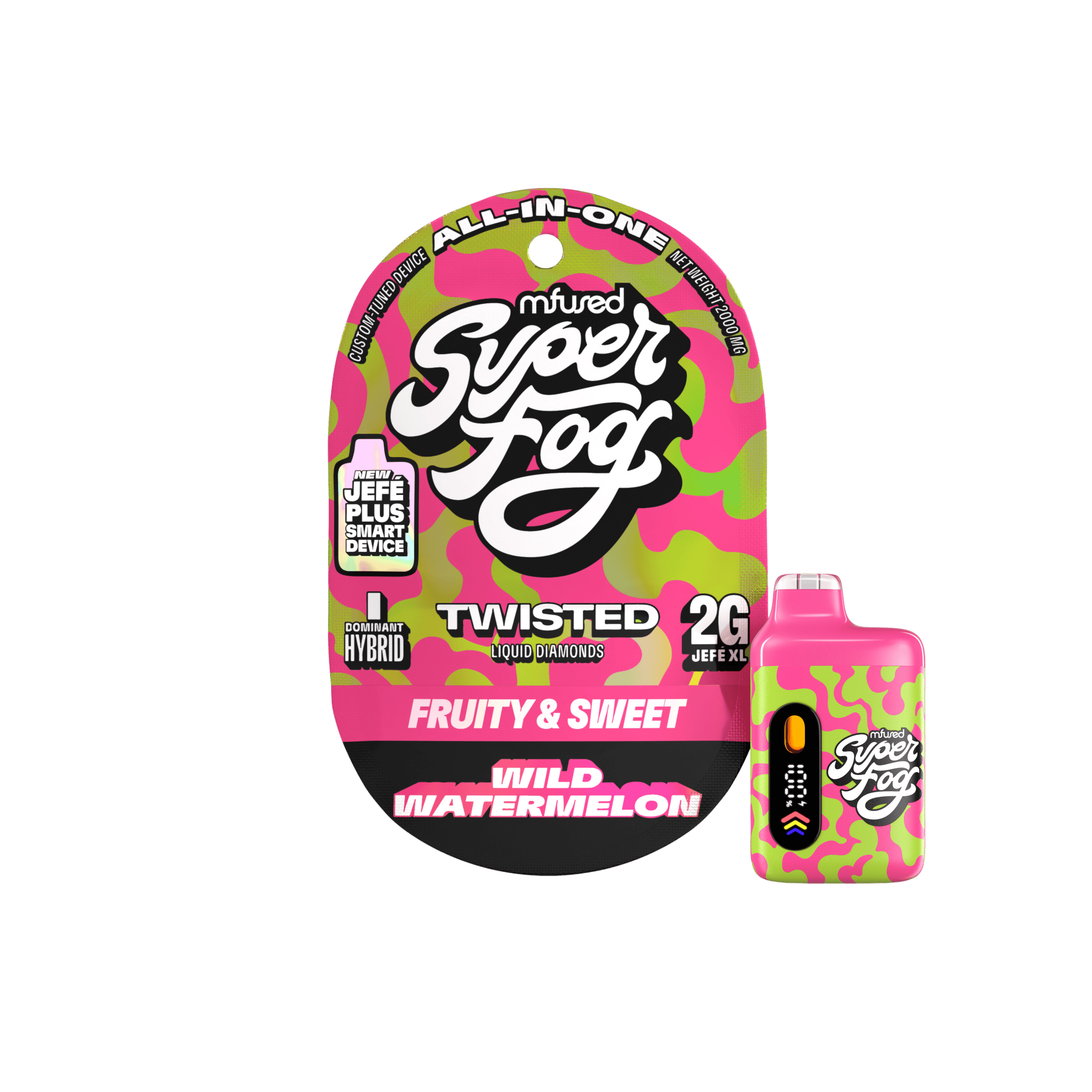 Super Fog by MFused - Wild Watermelon | TWISTED Liquid Diamonds Jefé Plus Disposable | 2g - 1