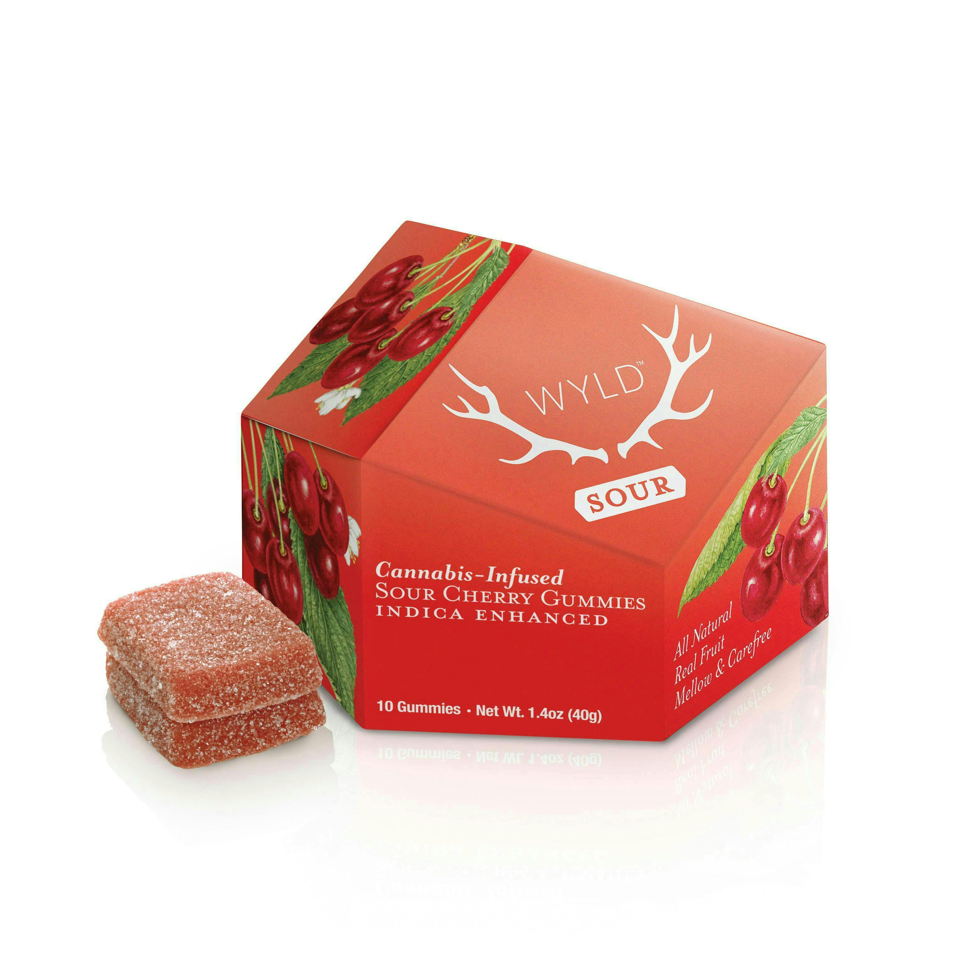 WYLD - Sour Cherry Indica Enhanced Gummies | 100mg | 10ct | 10mg/ea - 1