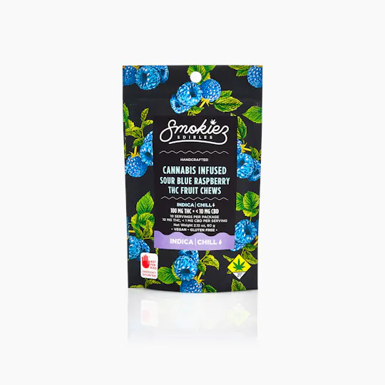 Smokiez Edibles - Sour Blue Raspberry Gummies | 100mg | 10ct | 10mg/ea - 1