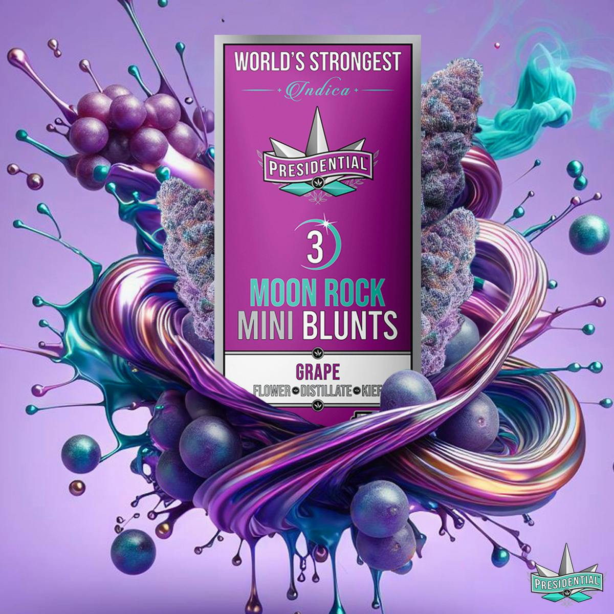 Presidential - Grape | Moon Rock Infused Blunts | 0.7g each | 3pk - 1