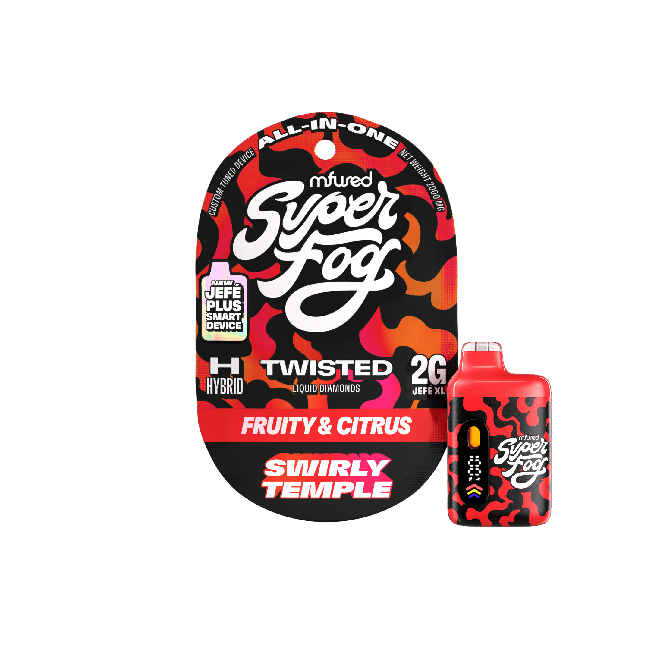 Super Fog by MFused - Swirly Temple | TWISTED Liquid Diamonds Jefé Plus Disposable | 2g - 1