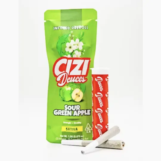 Cizi - Cizi | Sour Green Apple | Deuces Infused Pre-rolls | 0.75g each | 2pk - 1