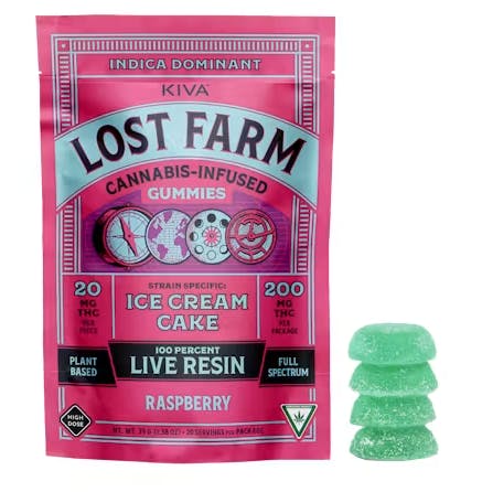 Lost Farm - Raspberry 'Ice Cream Cake' Live Resin Gummies | 200mg | 10ct | 20mg/ea - 1