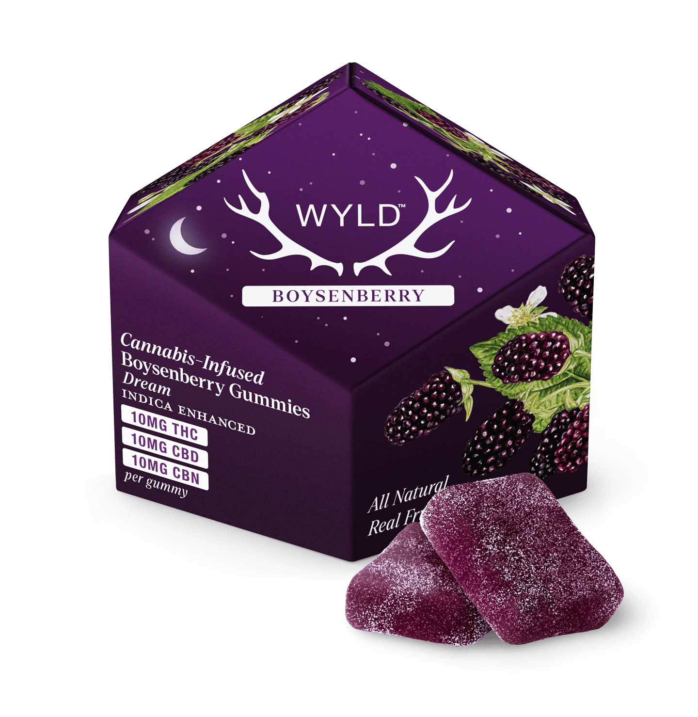 WYLD - Boysenberry | 1:1:1 THC:CBD:CBN Gummies | 100mg | 10ct | 10mg/ea - 1