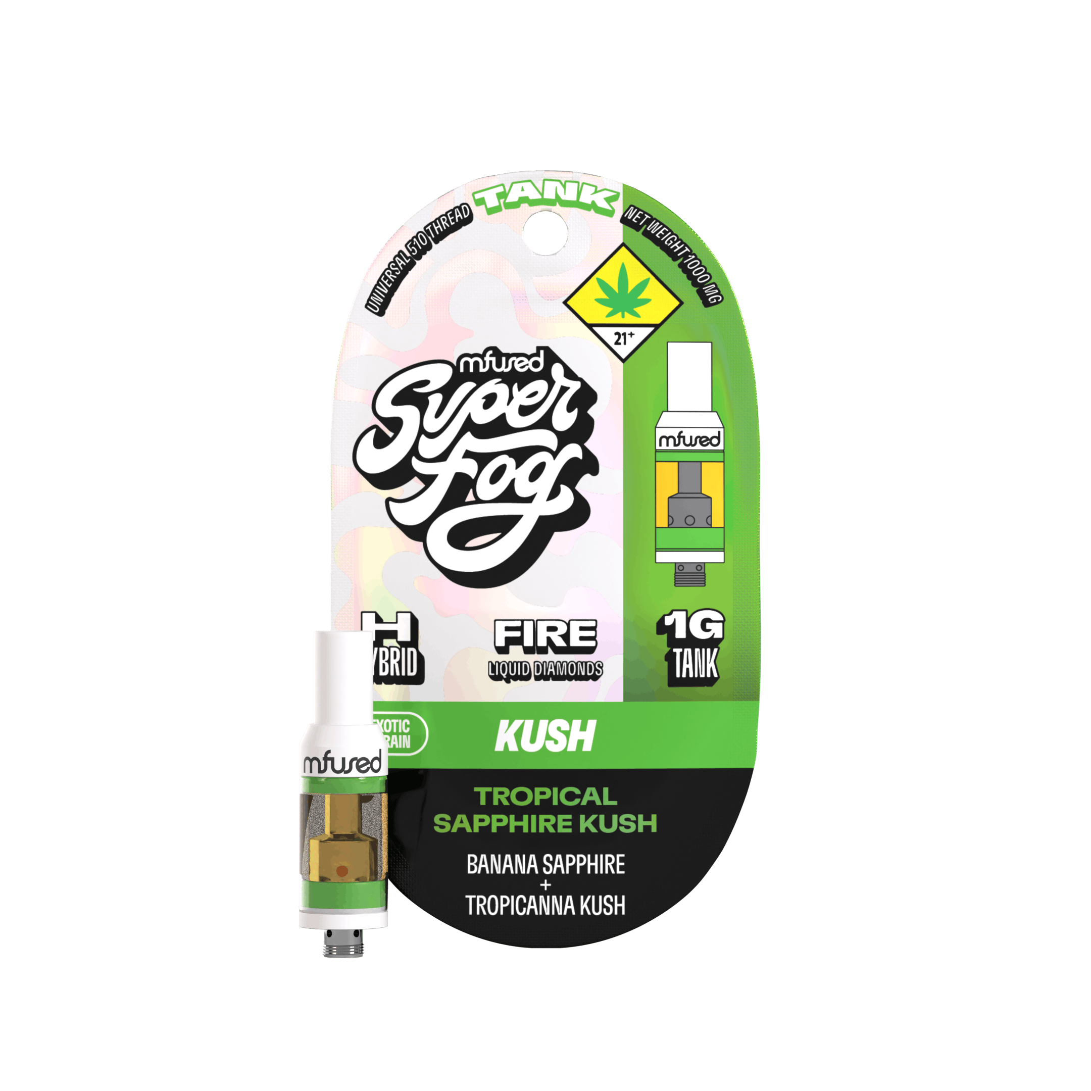 Super Fog by MFused - Tropical Sapphire Kush | FIRE Liquid Diamonds Tank Cartridge | 1g - 1