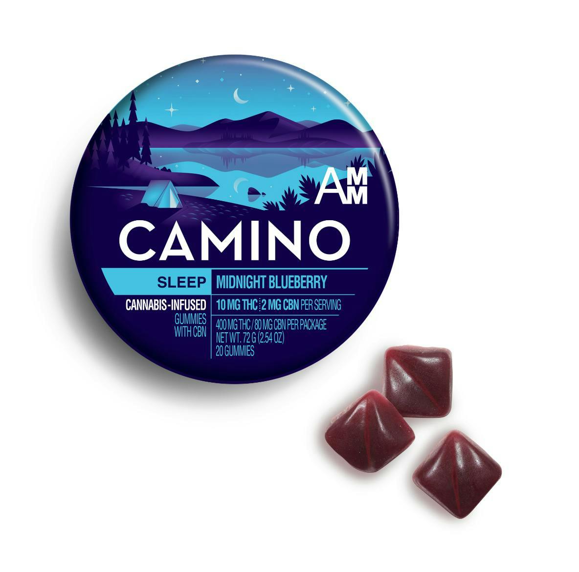 Camino - Sleep | Midnight Blueberry THC:CBN 5:1 Gummies | 400mg | 20ct | 20mg/ea - 1