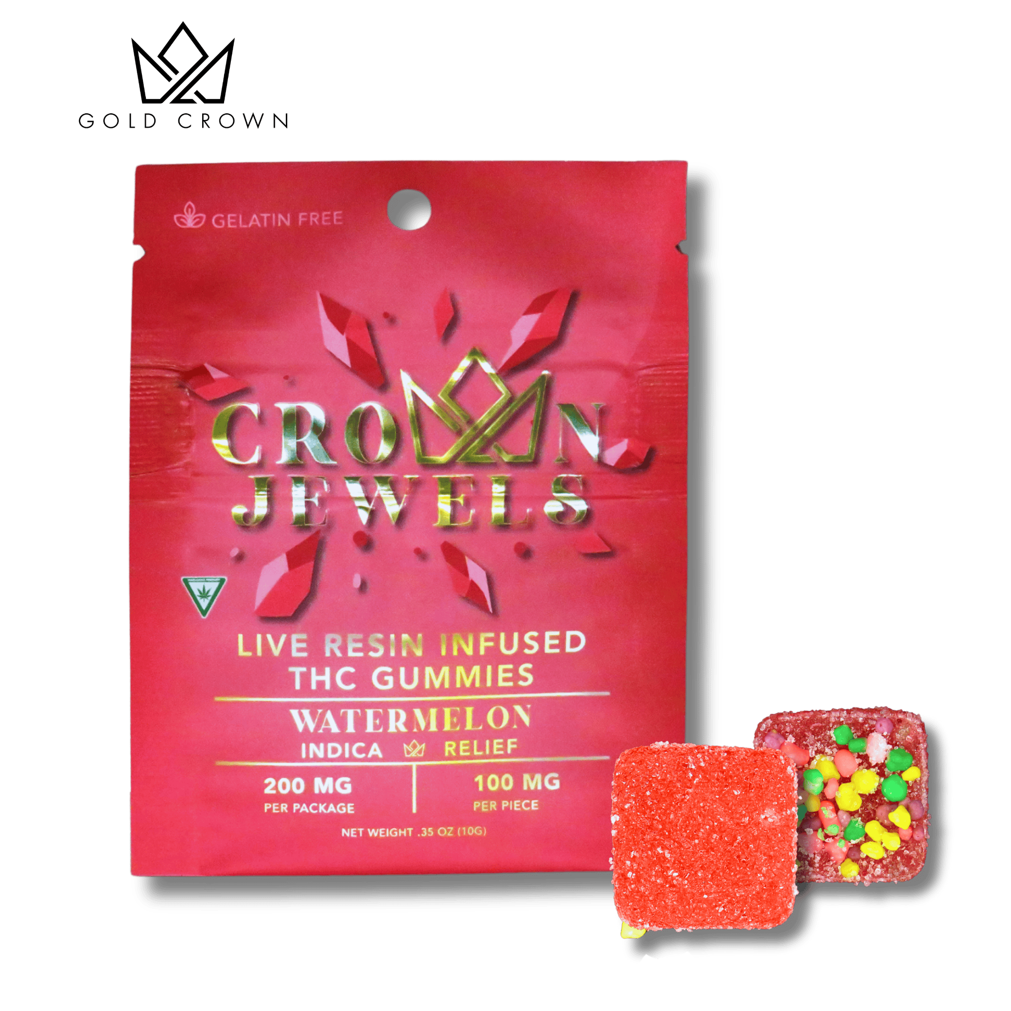 Gold Crown - Crown Jewels | Watermelon Gummies | 200mg | 2ct | 100mg/ea - 1