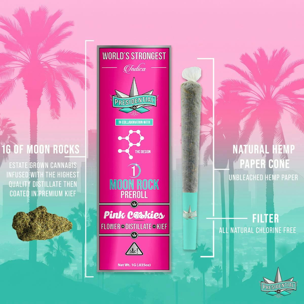Presidential - Pink Cookies | Moon Rock Infused Minis | 0.5g each | 3pk - 1