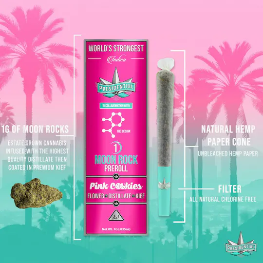 Presidential - Pink Cookies | Moon Rock Infused Minis | 0.5g each | 3pk - 1