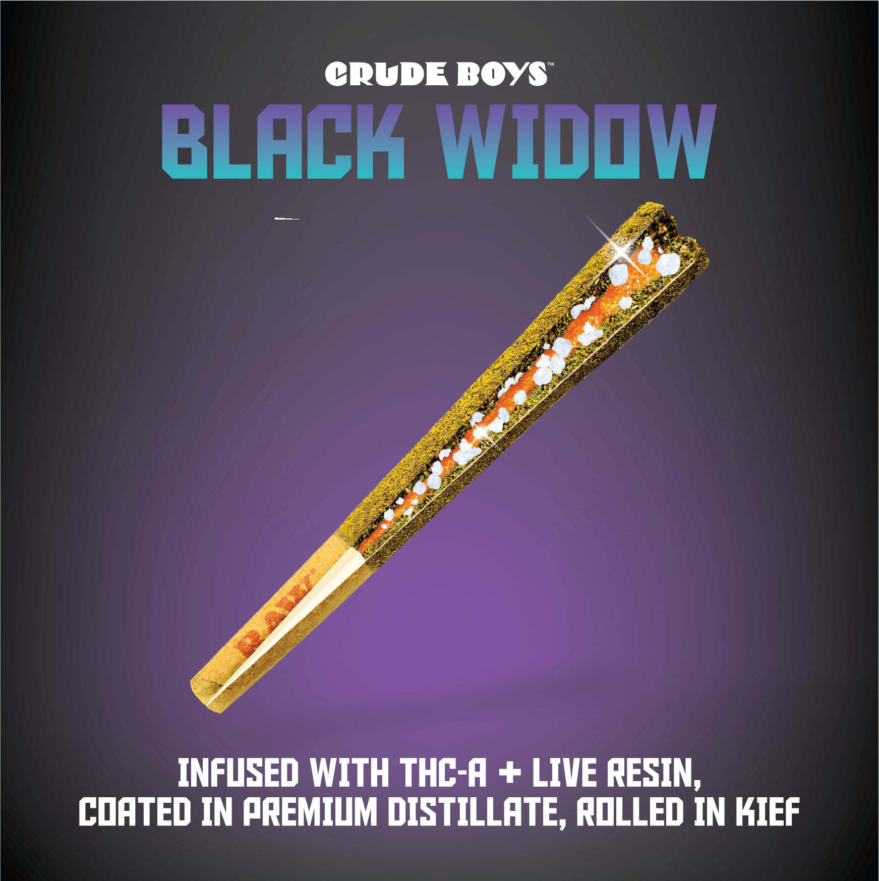 Crude Boys Concentrates - Pink Snowman | Black Widow Infused Joint | 1.3g - 1