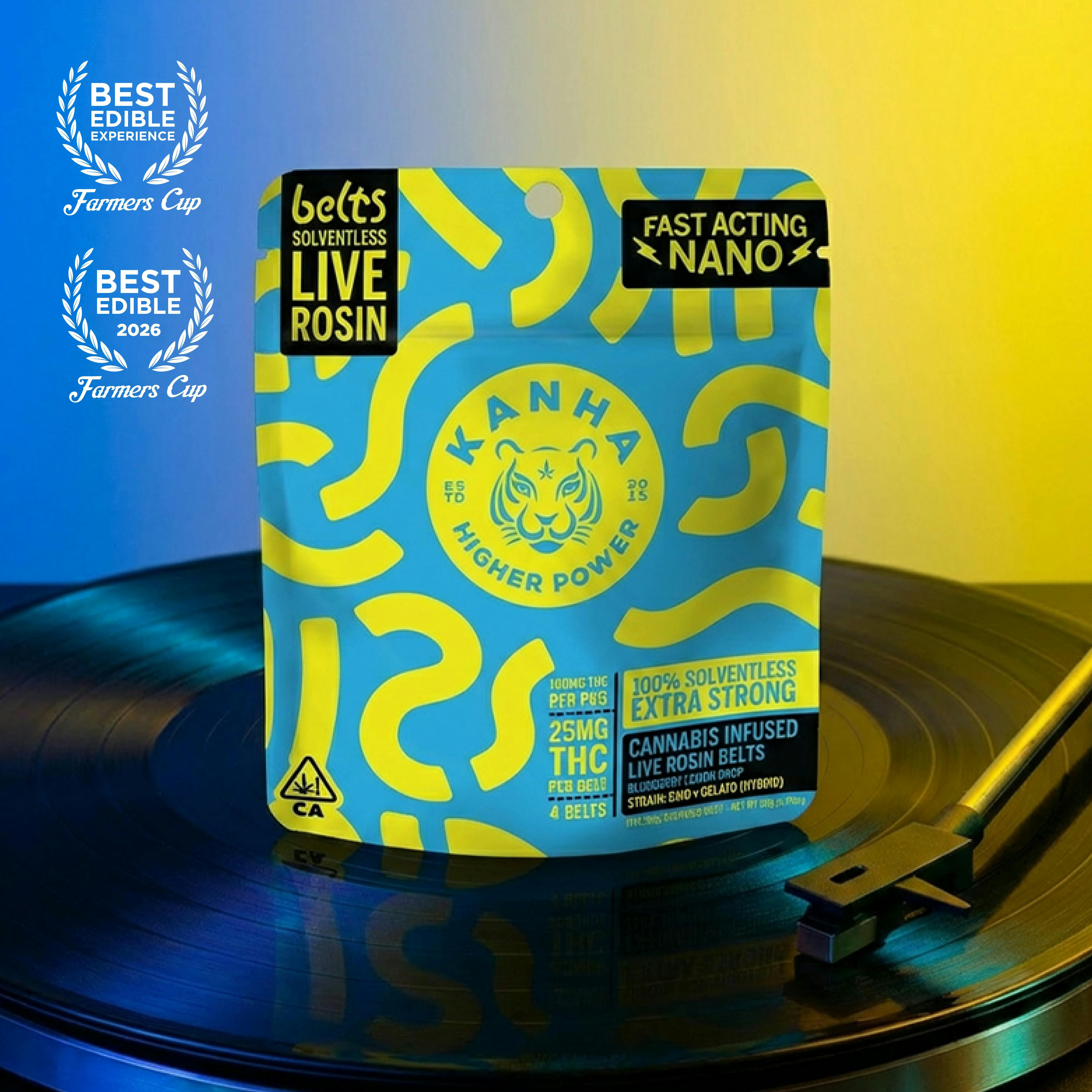 KANHA - Solventless Belts | Blueberry Lemon Drop Gummies | 100mg | 4ct | 25mg/ea - 1