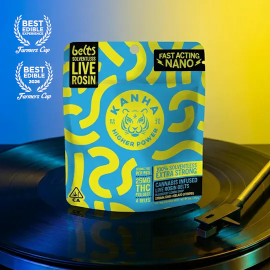KANHA - Solventless Belts | Blueberry Lemon Drop Gummies | 100mg | 4ct | 25mg/ea - 1