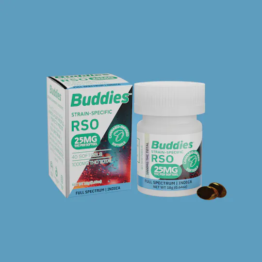Buddies Brand - RSO | Indica | Capsules | 1000mg THC | 40ct | 25mg/ea - 1