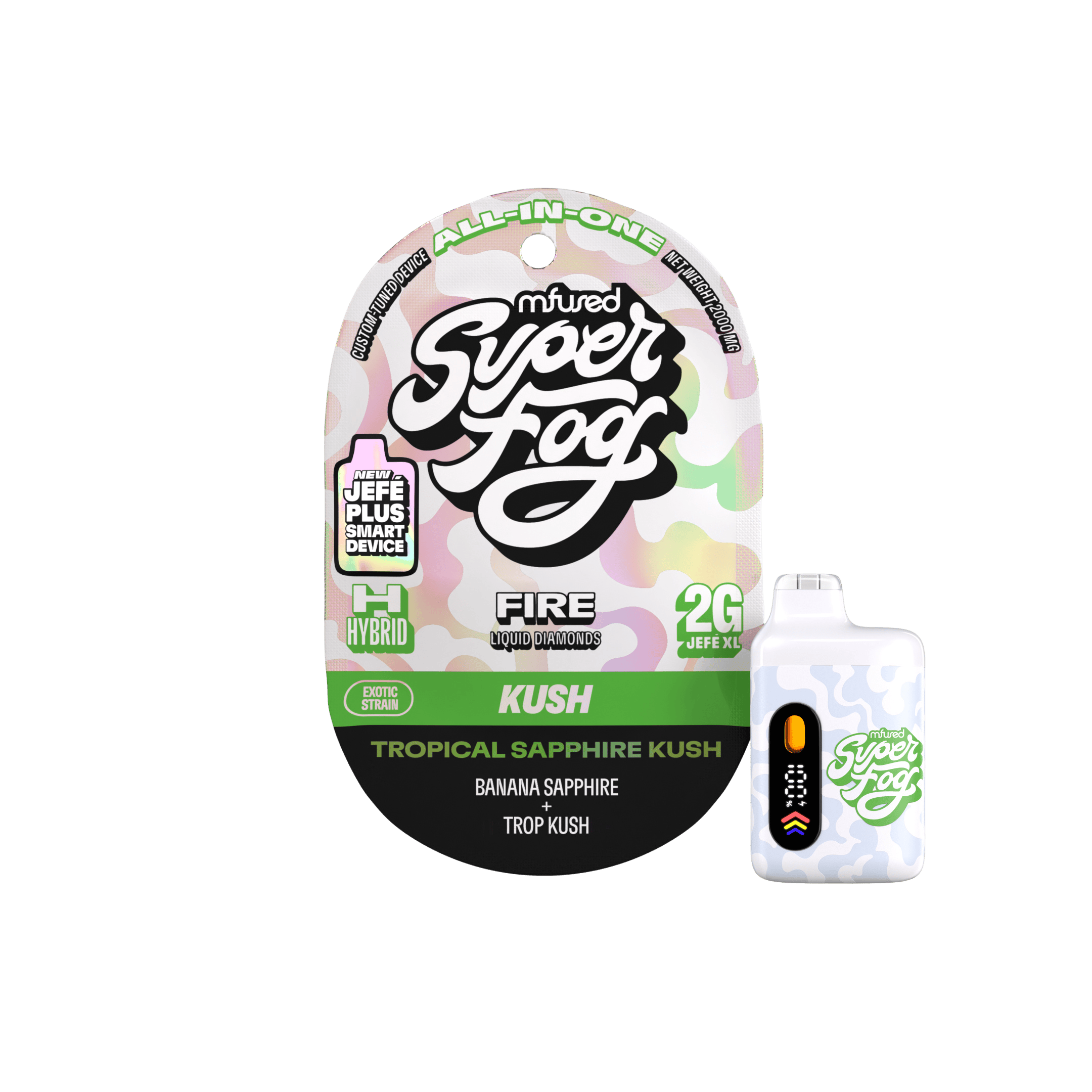 Super Fog by MFused - Tropical Sapphire Kush | FIRE Liquid Diamonds Jefé Plus Disposable | 2g - 1