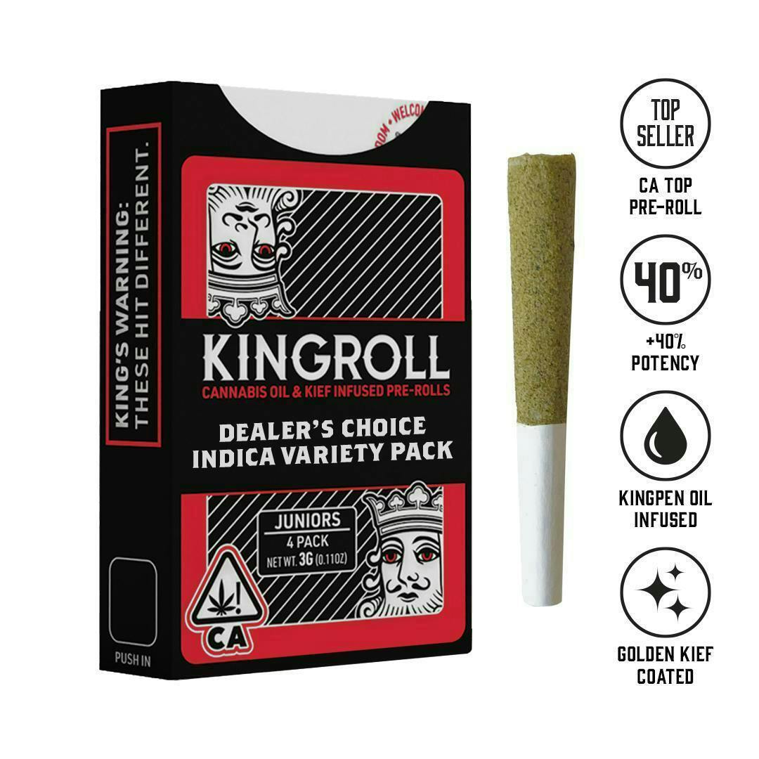 Kingroll - Indica Variety Pack #9 | Infused Joints | 0.75g each | 4pk - 1