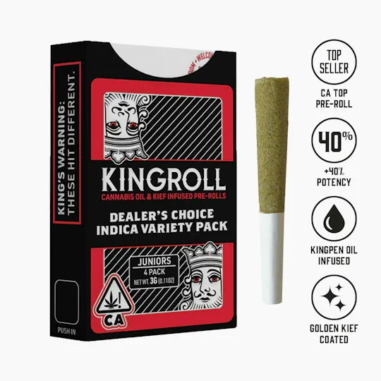 Kingroll - Indica Variety Pack #9 | Infused Joints | 0.75g each | 4pk - 1