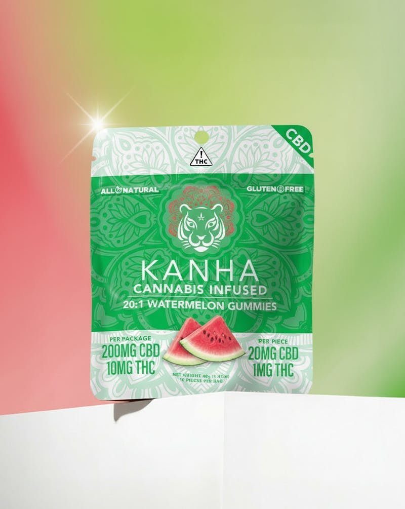 KANHA - Watermelon 20:1 CBD:THC Gummies | 10mg | 10ct | 1mg/ea - 1