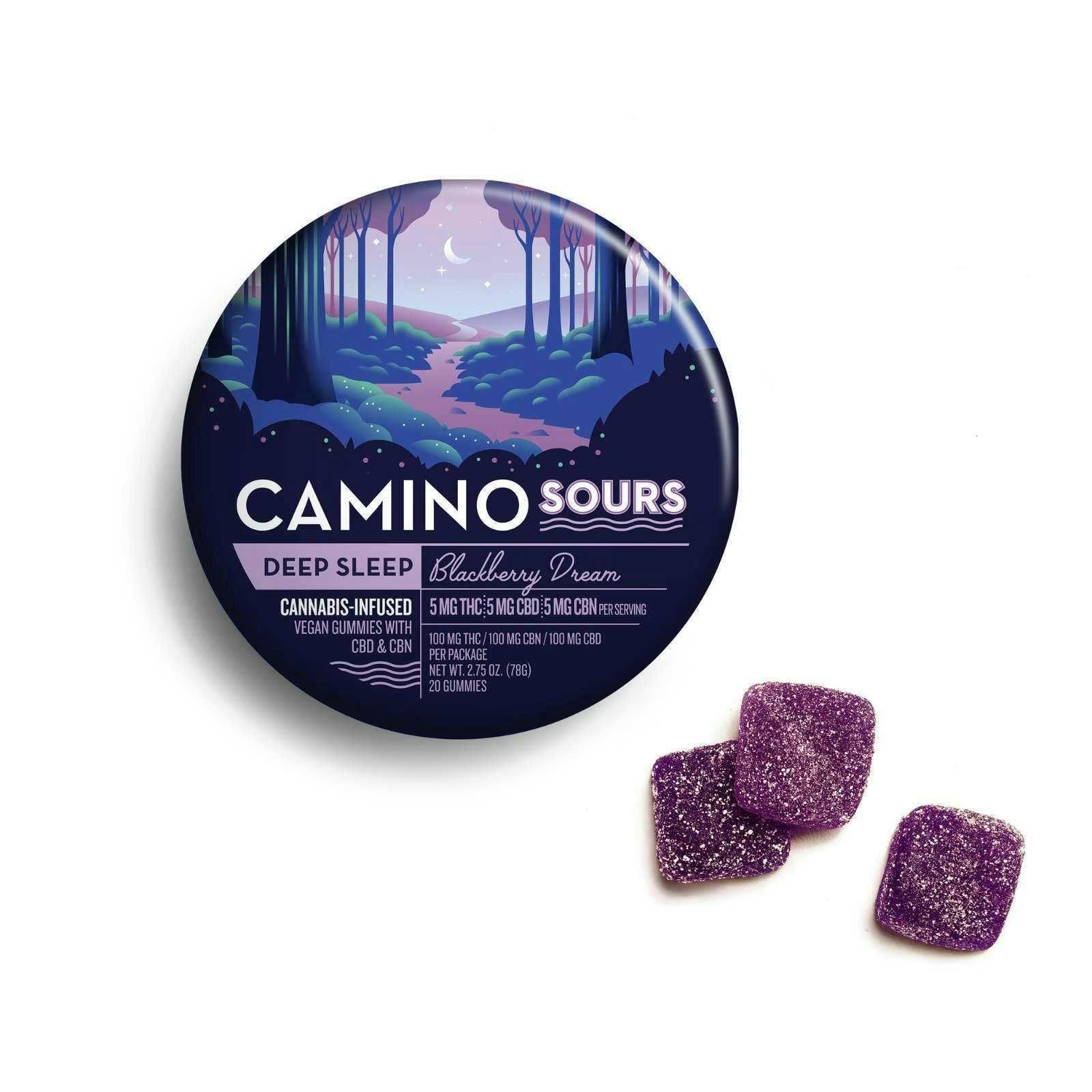 Camino - Deep Sleep | Blackberry Dream Sours 1:1:1 Gummies | 100mg | 20ct | 5mg/ea - 1