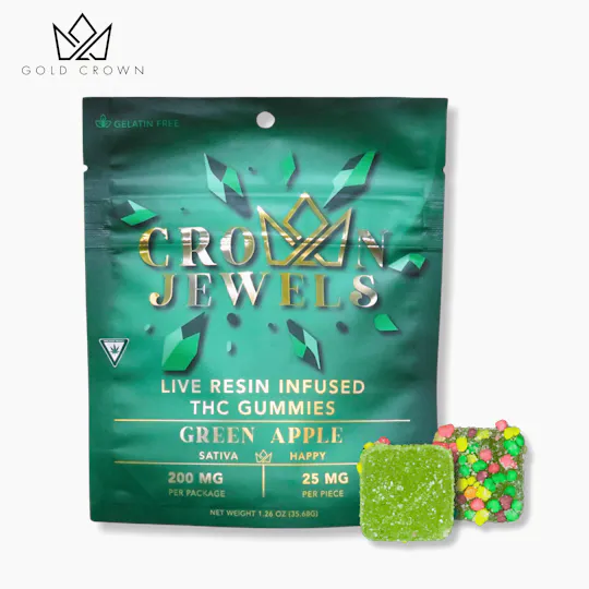 Gold Crown - Crown Jewels | Green Apple Gummies | 200mg | 8ct | 25mg/ea - 1