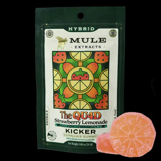 Mule Extracts - Strawberry Lemonade "Quad" 1:1:1:1 Kicker Gummies | 100mg | 2ct | 50mg/ea - 1