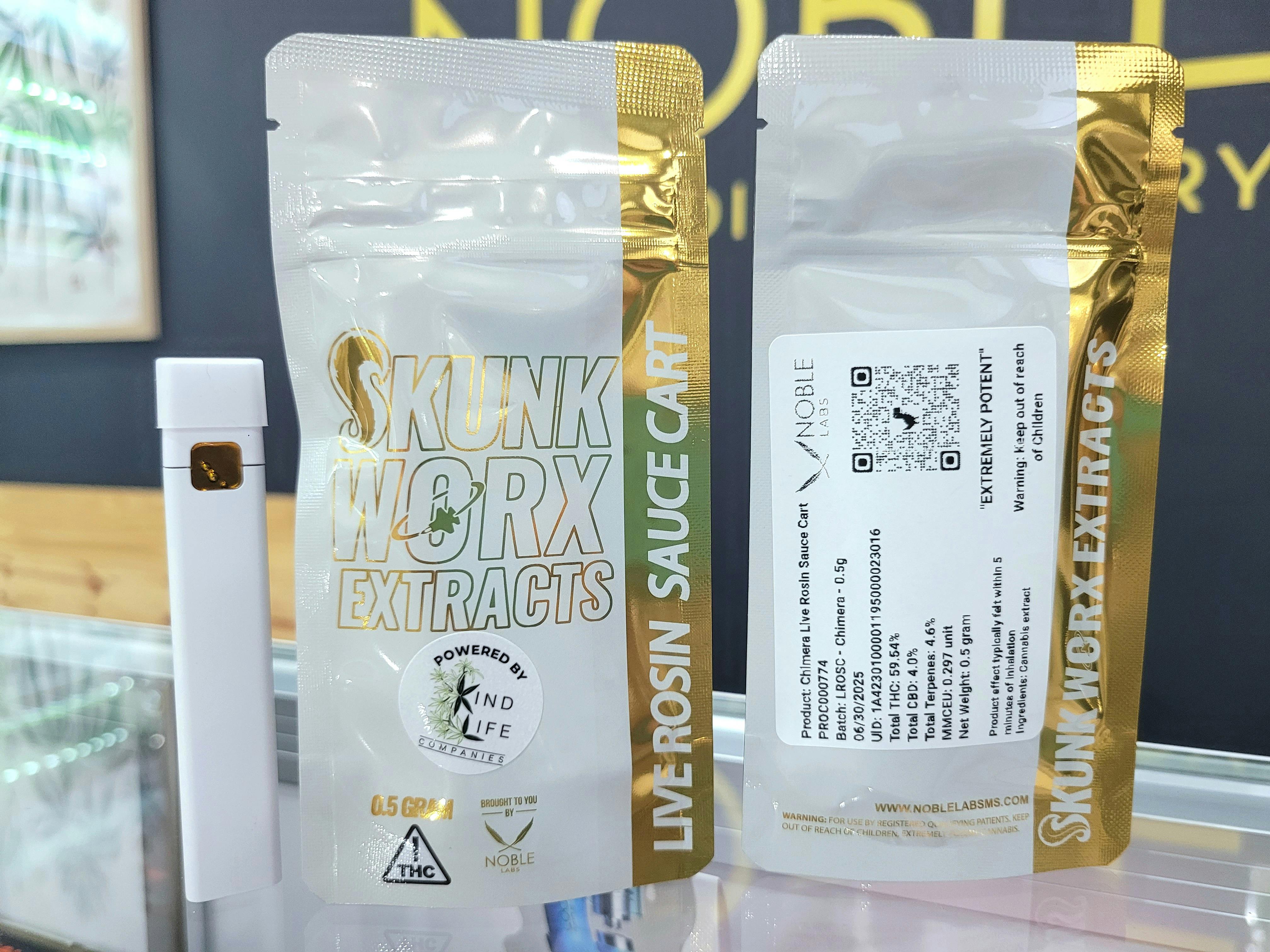 Noble Labs - Noble Labs - Skunk Worx Live Rosin Cart .5g | Chimera - 1