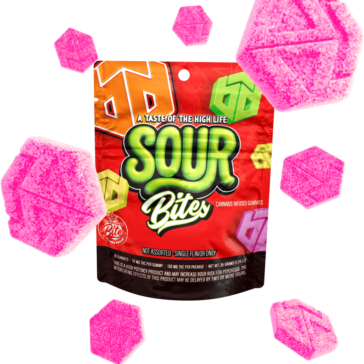 Bango Distribution - Bango Bites | Sour Peach Gummies | 100mg | 10ct | 10mg/ea - 1