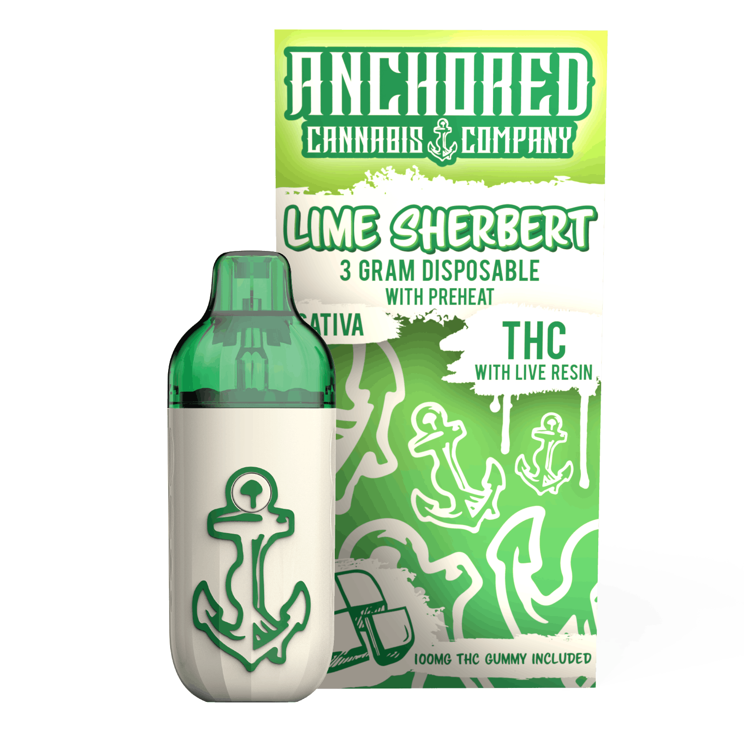 Anchored - Anchored | Lime Sherbert Disposable | 3g - 1