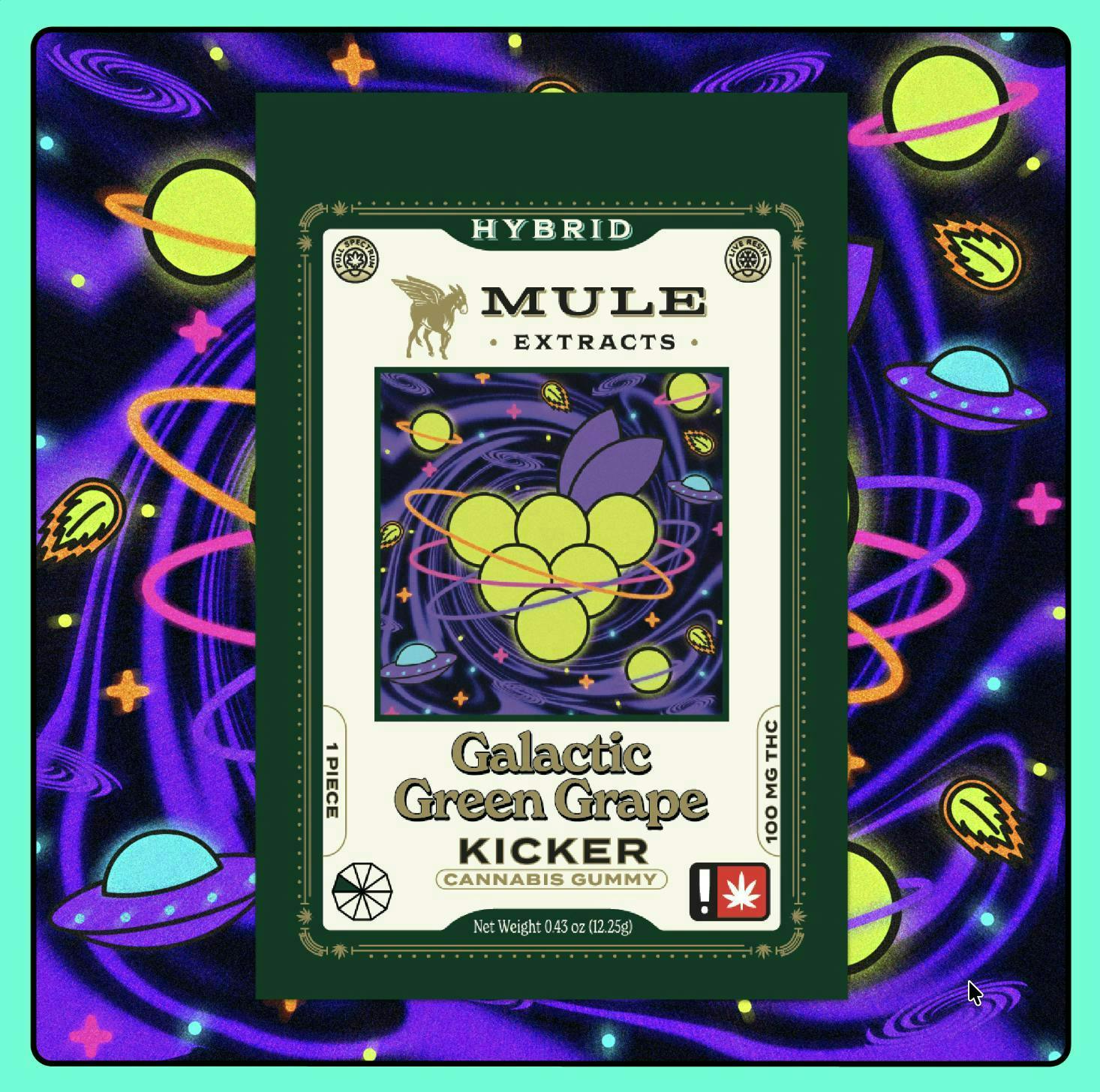 Mule Extracts - Galactic Green Grape LR Kicker Gummy | 100mg | Single - 1