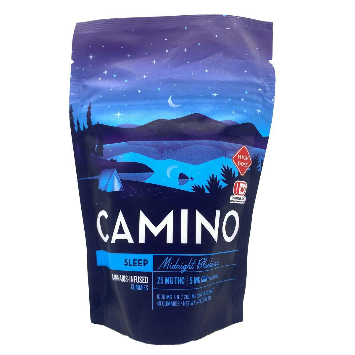 Camino - Sleep | Midnight Blueberry THC:CBN 5:1 Gummies | 1000mg | 40ct | 25mg/ea - 1