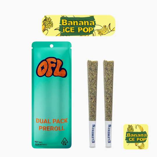 Oakfruitland (OFL) - Banana Ice Pop | Joints | 1g each | 2pk - 1