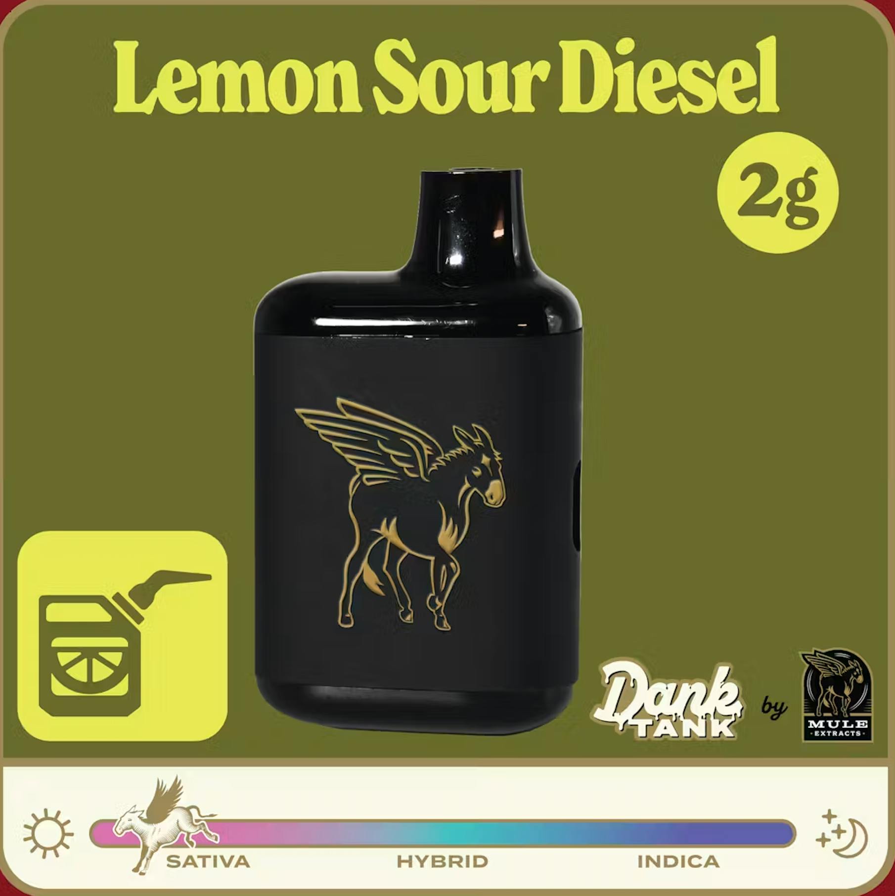 Mule Extracts - Lemon Sour Diesel | Dank Tank Live Resin Disposable | 2g - 1