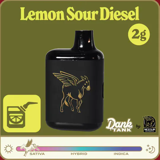 Mule Extracts - Lemon Sour Diesel | Dank Tank Live Resin Disposable | 2g - 1