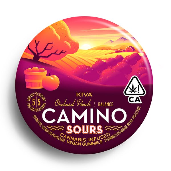 Camino - Balance | Orchard Peach Sours THC:CBD 1:1 Gummies | 100mg | 20ct | 5mg/ea - 1