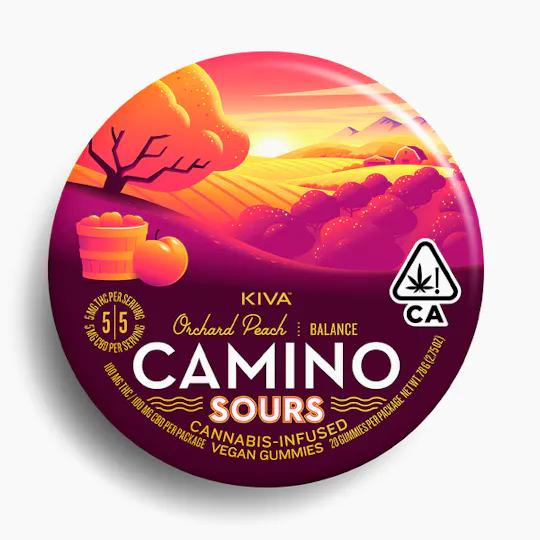 Camino - Balance | Orchard Peach Sours THC:CBD 1:1 Gummies | 100mg | 20ct | 5mg/ea - 1