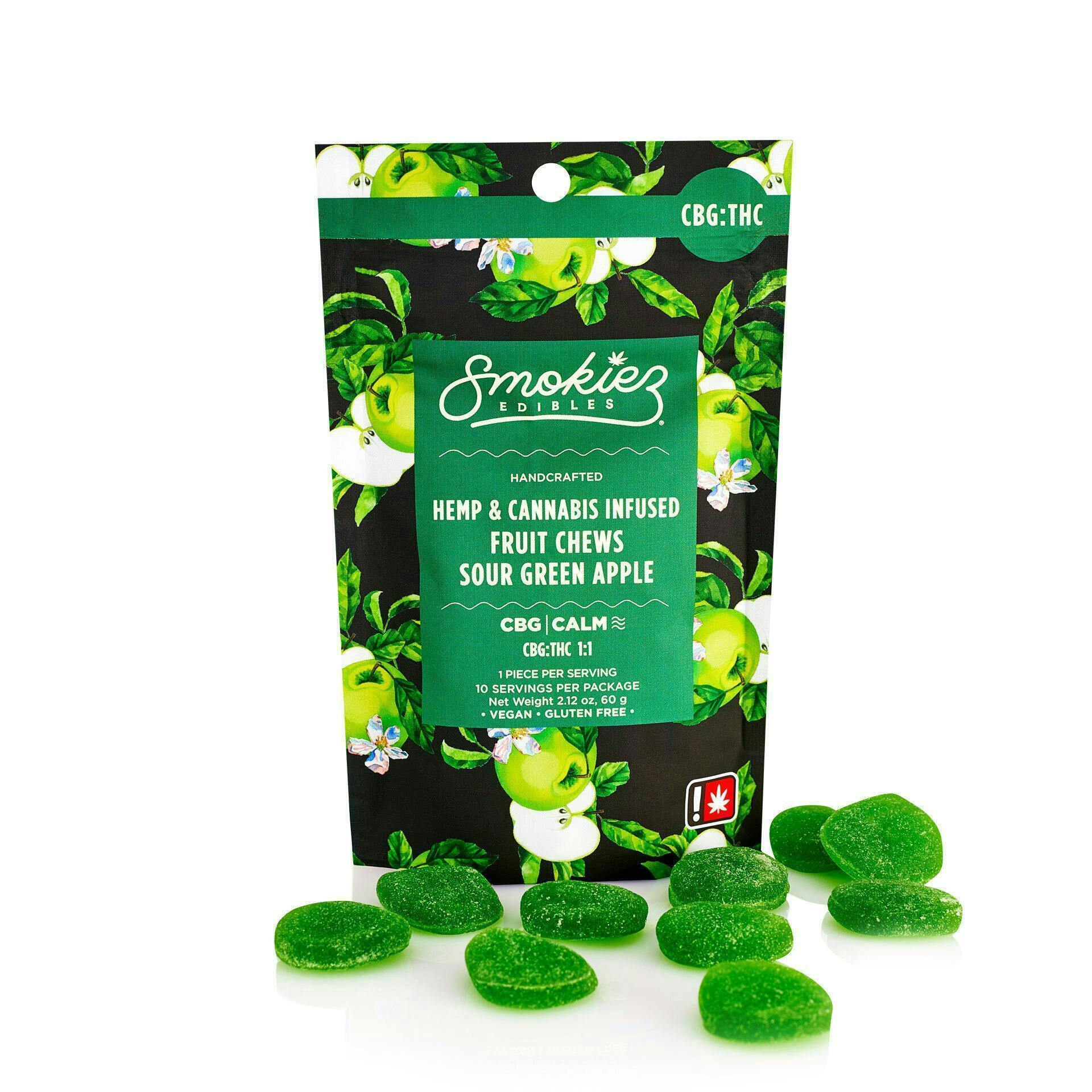 Smokiez Edibles - Sour Green Apple Gummies CBG:THC 1:1 | 100mg | 10ct | 10mg/ea - 1