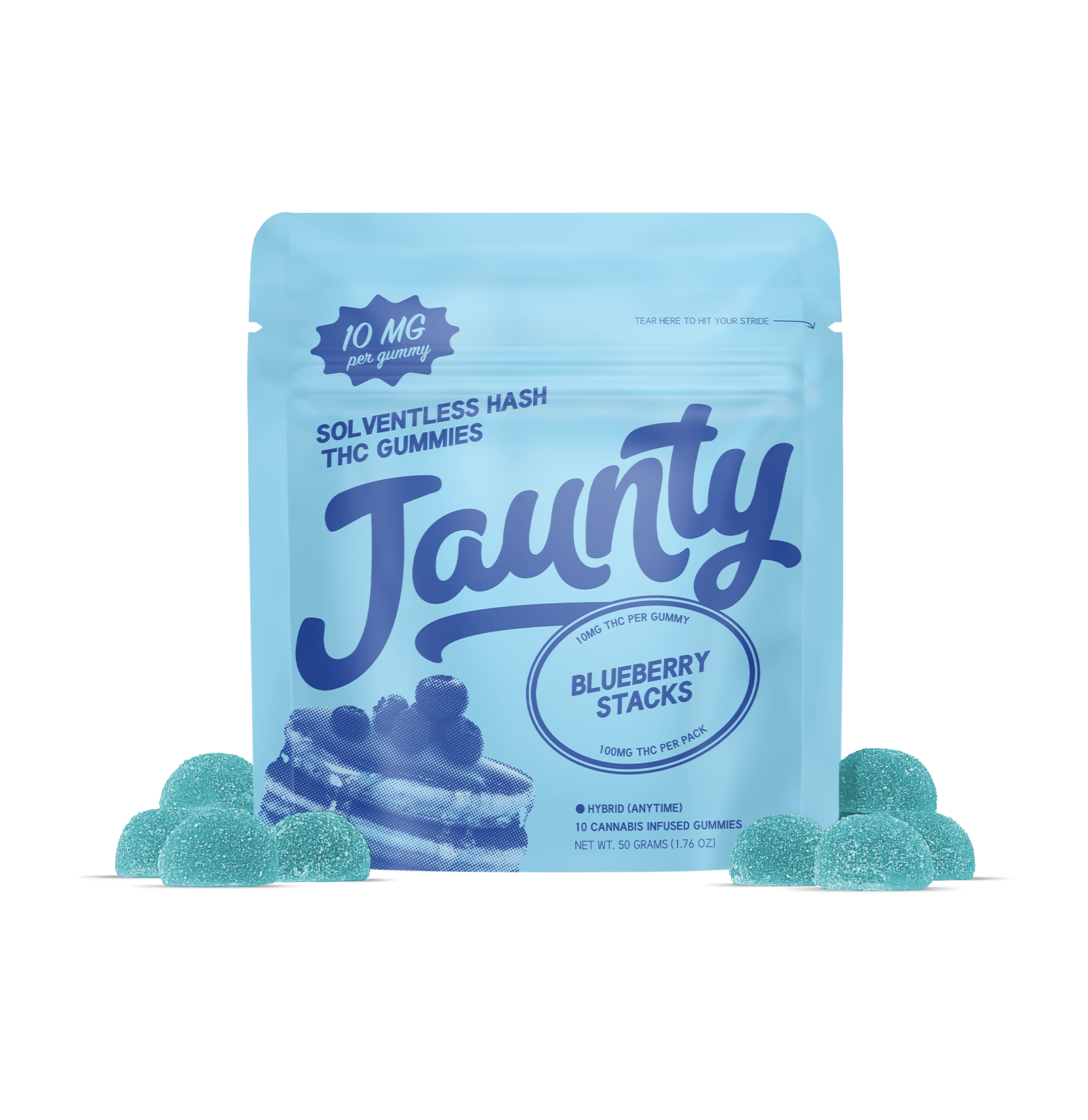 Jaunty - Blueberry Stacks Hash Infused | 100mg | 10ct | 10mg/ea - 1